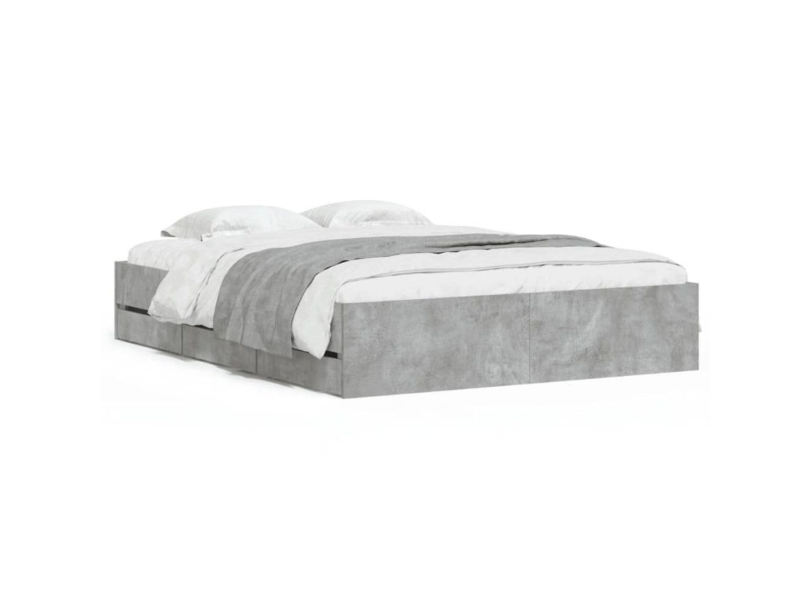 Estrutura de Cama com Gavetas Derivados de Madeira Cinza cimento MAISON EXCLUSIVE