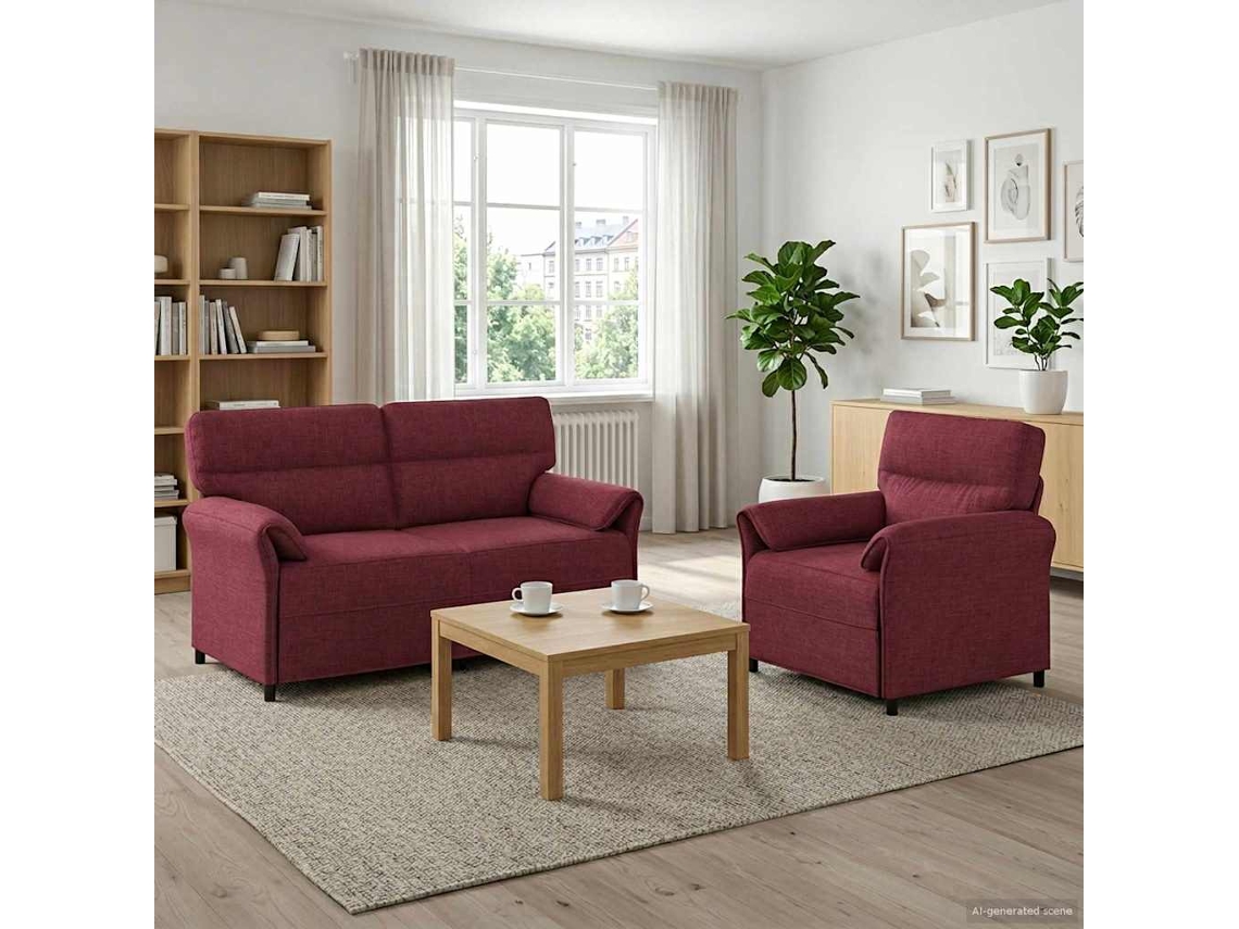 Vidaxl Conjunto De Sofás 2 Unid. Vinho Vermelho Tecido