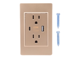 Laxiscreed Tomada De Parede Eua Com Usb E Type-c Em Material Pc Retardante De Chamas