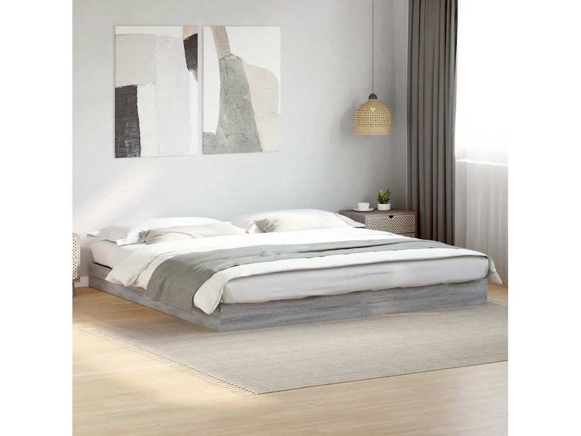 Vidaxl Estrutura De Cama Sem Colchão 180x200 Cm Sonoma Cinzento