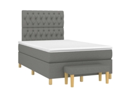 Vidaxl Cama Boxspring com Colchão 120x190 Cm Tecido Cinzento escuro