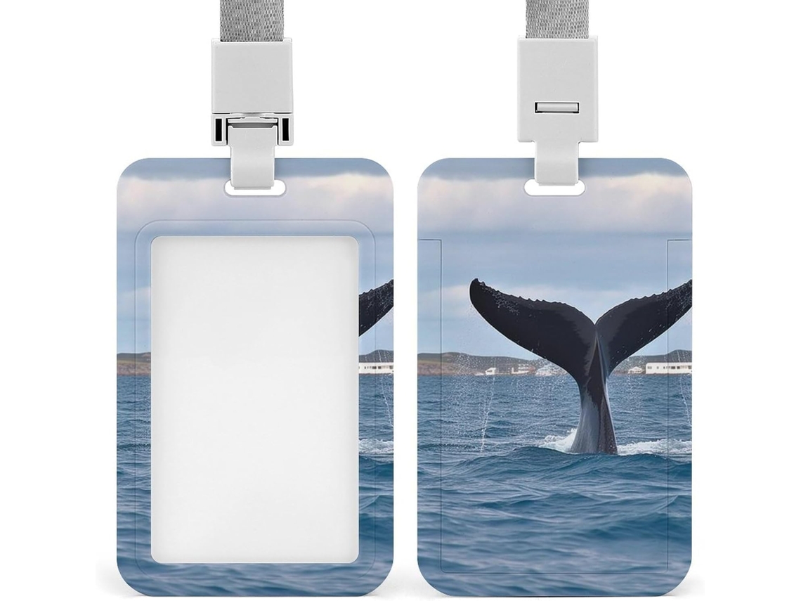 Porta Crachá Em Formato De Baleia Com Estampa Durável Da Cauda, Porta Cartão De Identificação Em Plástico, Protetor