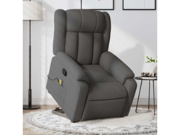 Vidaxl Poltrona Elevatória De Massagens Tecido Cinzento-escuro