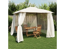 Vidaxl Gazebo Com Teto Duplo E Paredes De Malha 2,93x2,93 M Aço Creme