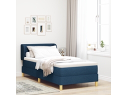 Cama Box Spring Com Colchão Em Azul, 80x200 Cm, Tecido