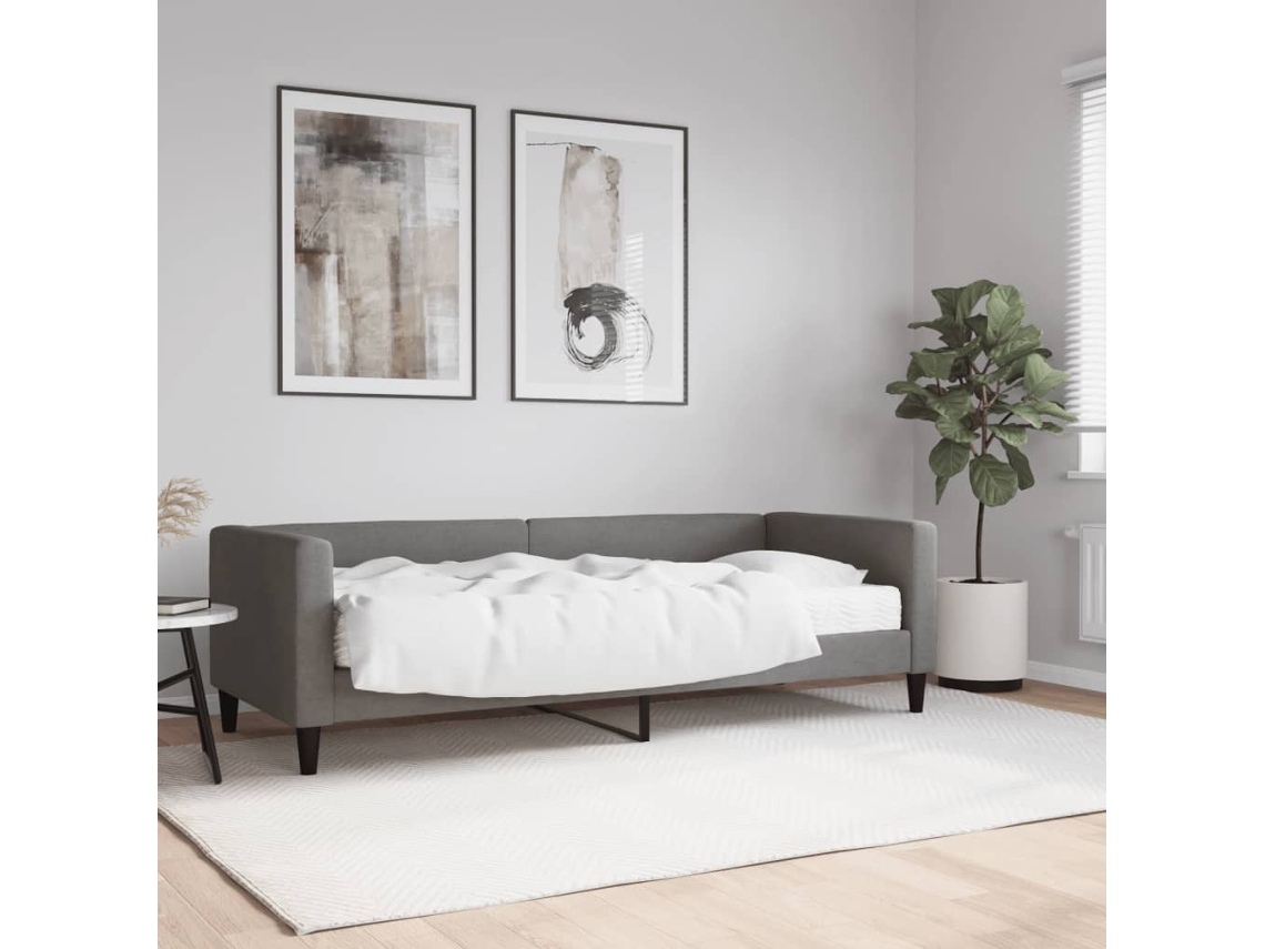 Sofá Cama Com Colchão De Solteiro Lovely Home Madeira Tecido Cinzento (80x200)