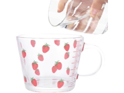 Copo De Vidro Para Suco Com Estampa De Morango, 1 Unidade, Borda Lisa.