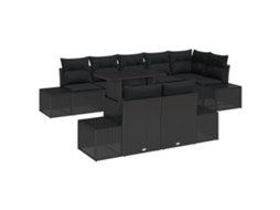 Conjunto 9 Conjunto De Sofá De Jardim Vidaxl Preto Vime Pe (100 X 55 X 73 Cm)