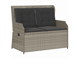 Conjunto 1 Banco De Jardim Vidaxl Cinzento-claro Vime Pe (110 X 67 X 95 Cm)