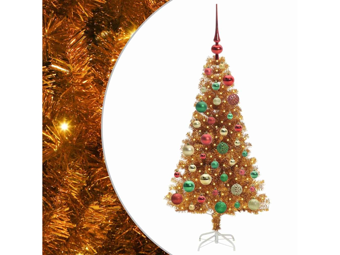 Árvore De Natal Artificial Com Led Vidaxl Dourado Plástico (120 Cm)
