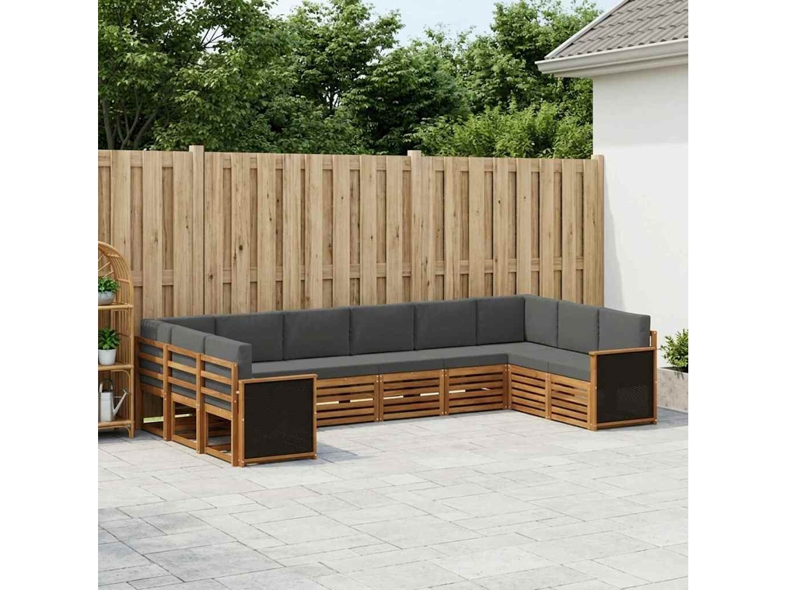 Vidaxl Conjunto De Sofá Sectional 7 Pcs Natural E Antracite