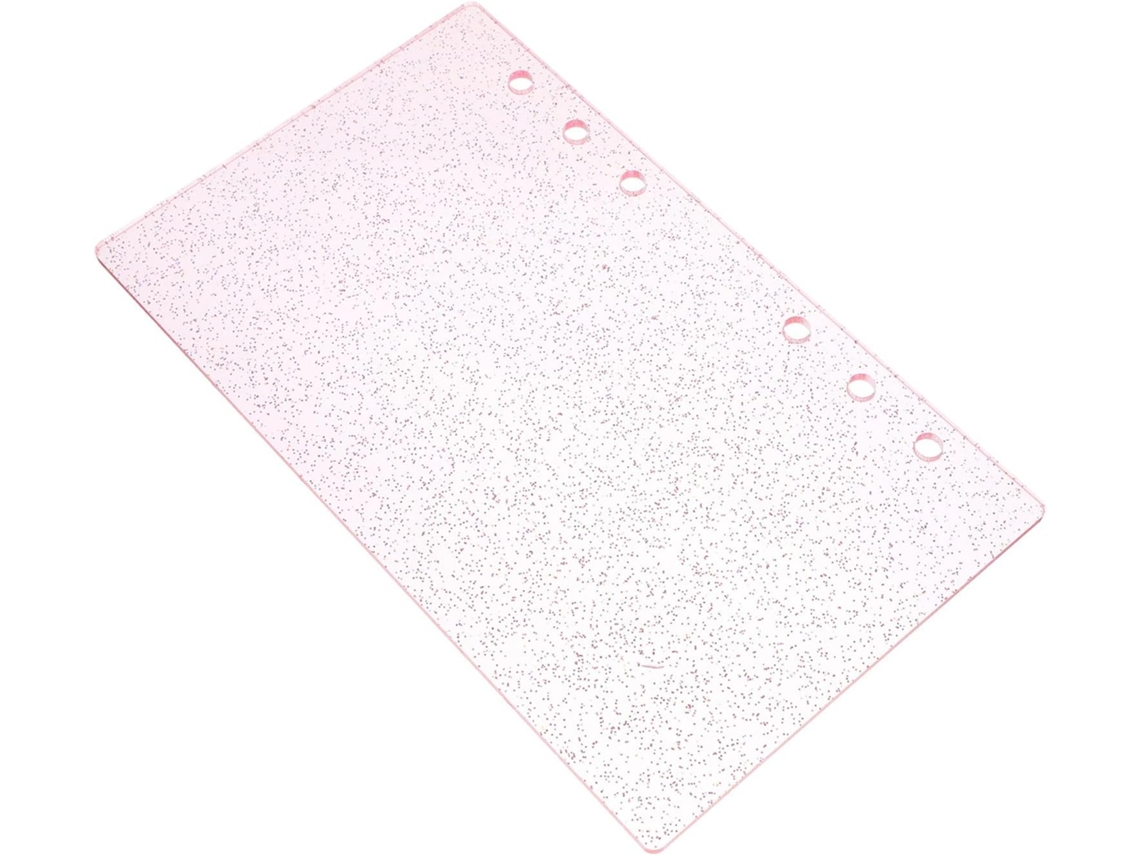 Capa acrílica para caderno com 6 painéis, reutilizável, ideal para decoração escolar, oferece proteção confiável e resistente.