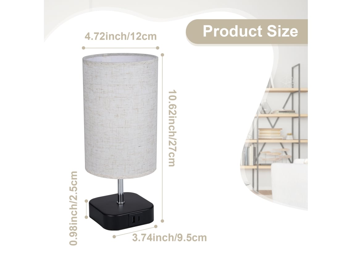 2026 lâmpada de Mesa com Controle Táctil, Luz Led Branca Quente de 4w, 3 Níveis Reguláveis, Portas Usb A+c para Quarto e Sala de Estar
