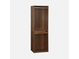 Módulo De Closet Com Acabamento Em Madeira, Varão E Porta-calças, Madeira De Nogueira