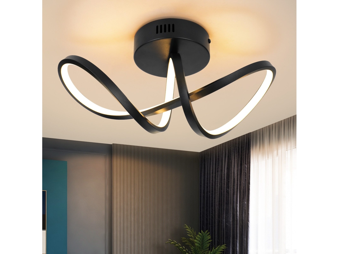 Led Luz De Teto Moderna Preta Sala De Estar 12w Interior 3000k Branco Quente Led Permanentemente Integrado Nettlife