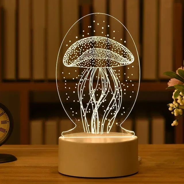 Luminária Led 3d em Acrílico, Pode Ser Usada como Luz Noturna Ou para Decoração de Casa. MDUG (luz Quente)