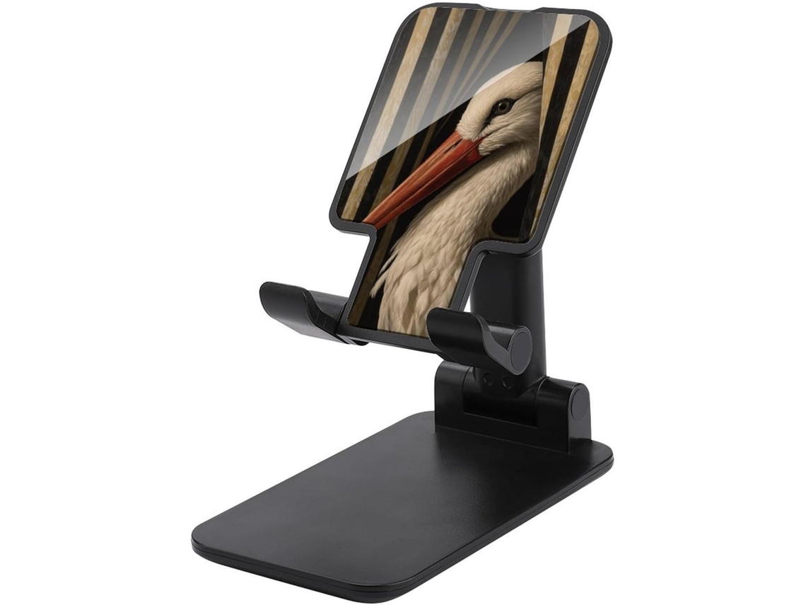 Suporte Dobrável E Ajustável Para Celular, Ideal Para Escritório, Com Design De Cegonha Branca Atrás Da Cortina