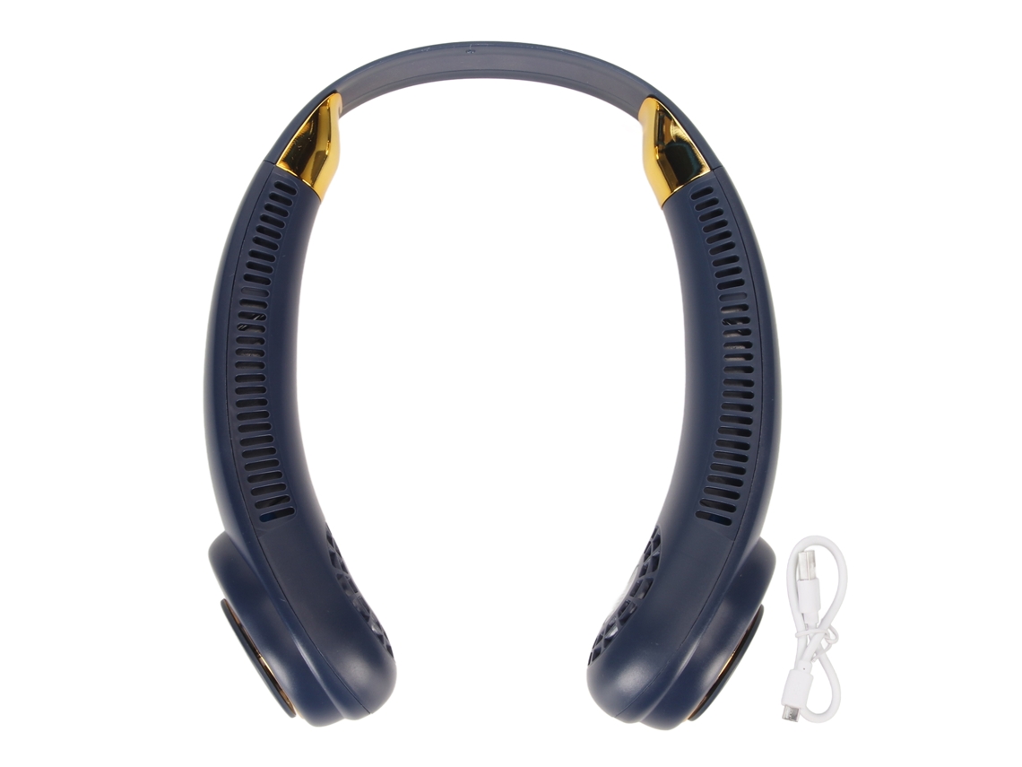 Ventilador De Cuello Colgante Sin Aspas, Silencioso, Recargable Por Usb, 3 Velocidades Ajustables, Portátil, Para Viajes Al Aire Libre, Color Azul