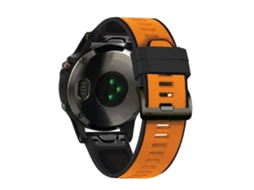 Bracelete Silicone Duas Cores 26Mm para Garmin Fenix 6X/Fenix 5X/Fenix 3 Hr/Descent Mk1 Laranja/Preto