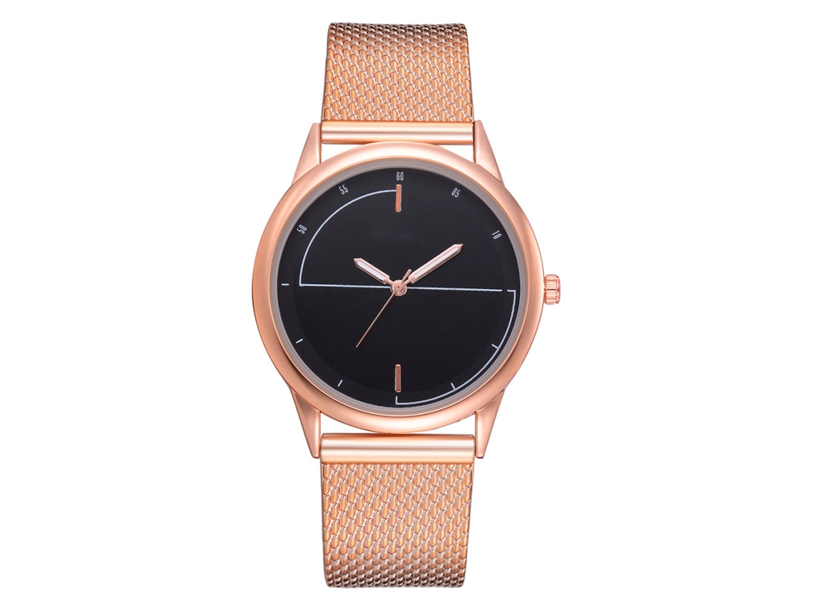 Relógio Feminino de Moda com Pulseira de Silicone e Mostrador Redondo em Liga de Quartzo (ouro Rosa)