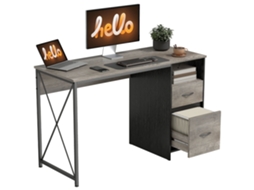Mesa de computador industrial cinza claro 120x50cm com compartimento e 2 gavetas | S/MARCA