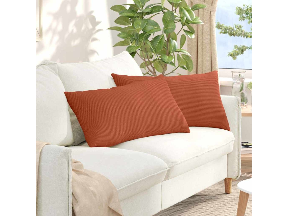 Vidaxl Travesseiros De Sofá 2 Pcs Laranja Vermelho 80 X 40 Cm