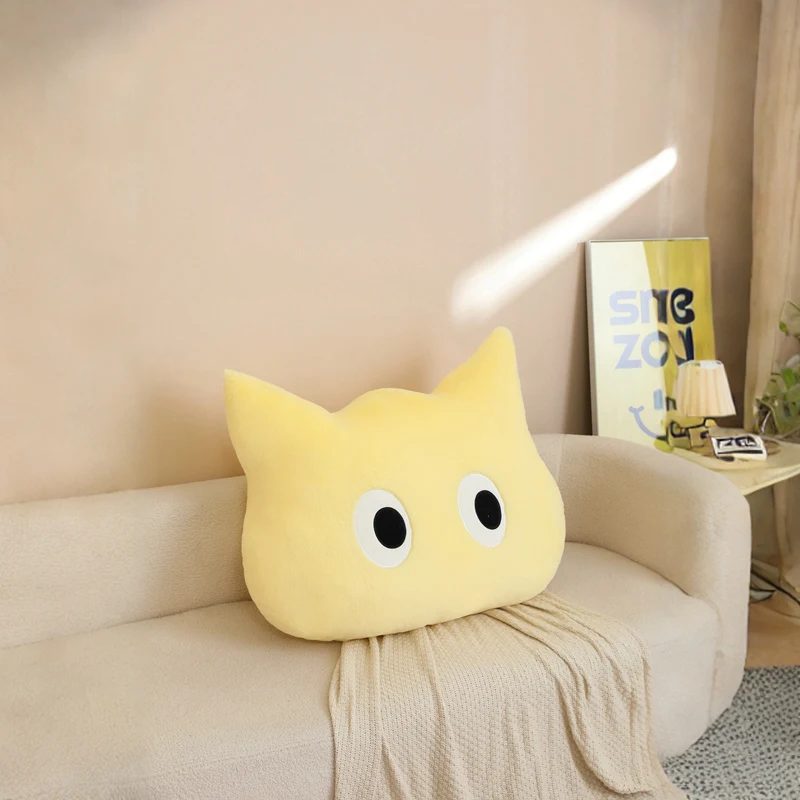 Almofada Decorativa em Formato de Cabeça de Gato Adulto, Macia e Confortável. MDUG (amarelo, 60cm)