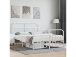 Estrutura De Cama Com Cabeceira E Pés 140x190 Cm Metal Branco