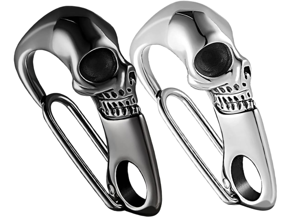 Chaveiros Vintage De Metal Com Pingentes De Caveira E Mosquetões De Aço Inoxidável (2 Peças)