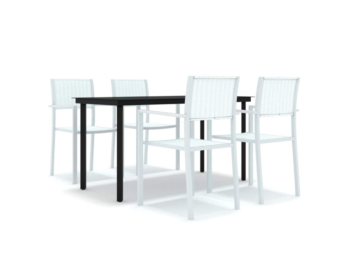 Garden Dining Set, Garden Dining Sets Vidaxl Branco Plástico (mesa Com 140 Cm De Comprimento)