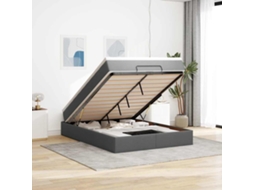 Vidaxl Estrutura de Cama Otomana com Colchão 140x190cm Cinzento Escuro