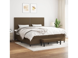 Vidaxl Cama Com Molas/colchão 200x200 Cm Tecido Castanho-escuro