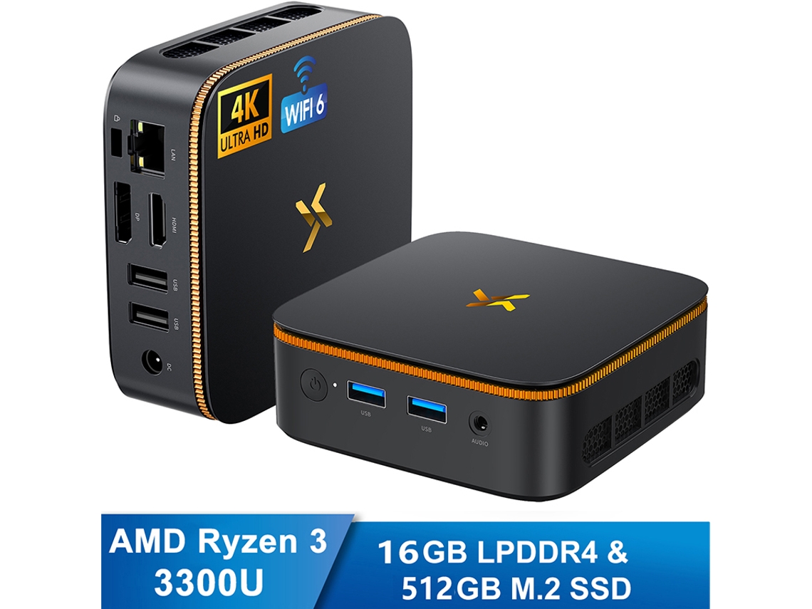 Mini Pc HUIDUN H50 Amd Ryzen™ 3 3300u Max 16 Gb 512 Gb Windows 11 Pro Wifi 6 Preto