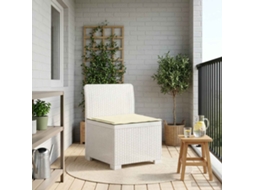 Vidaxl Sofá De Jardim 1 Lugar Com Almofada Look Rattan Pp Branco