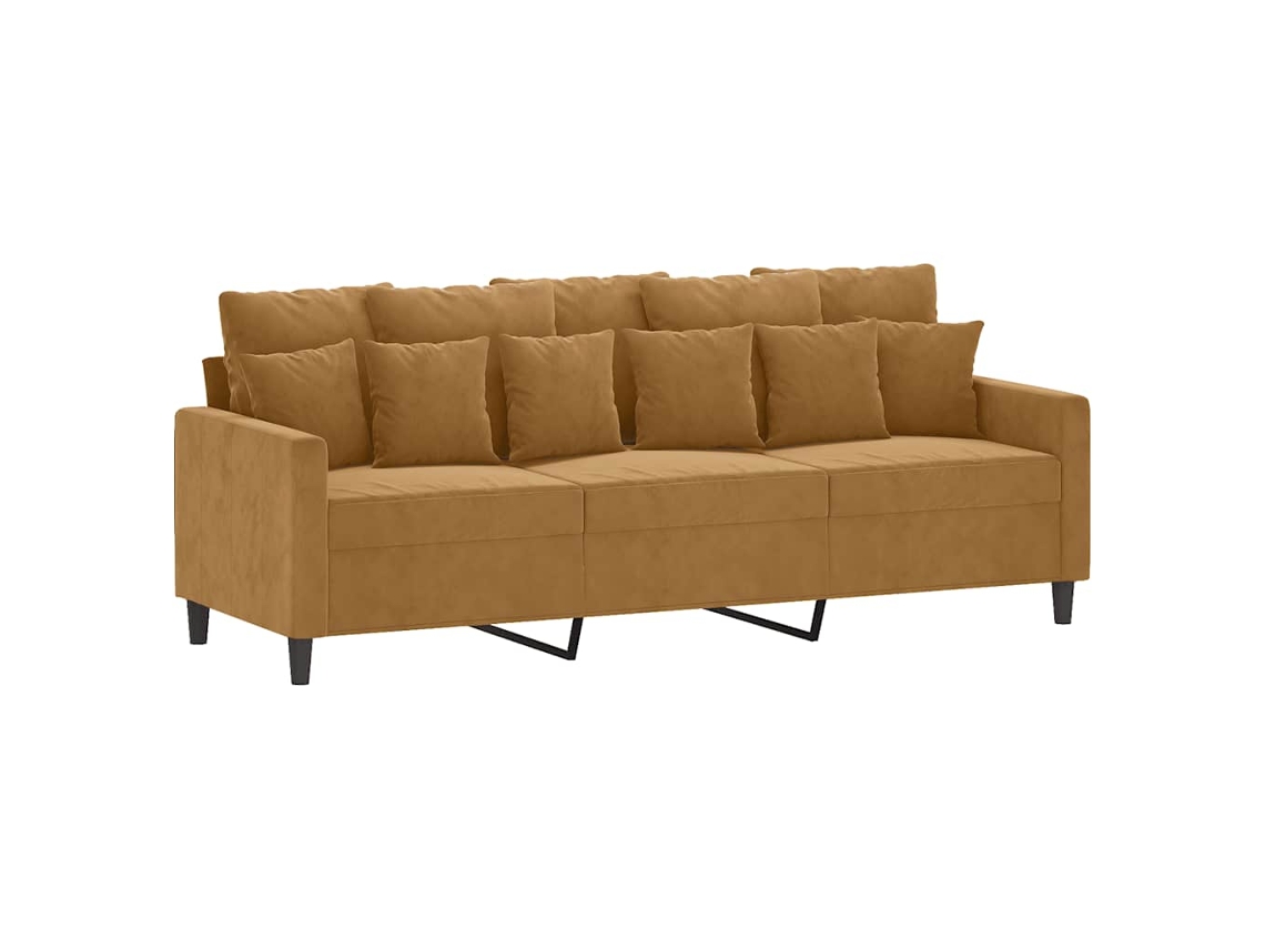 3-seater Sofa, 3-seater Sofas Vidaxl Marrom Veludo (n/a)