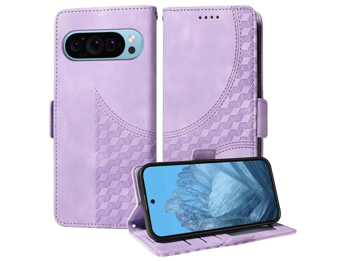 Capa De Celular De Couro Estrelado Com Losangos Em Relevo