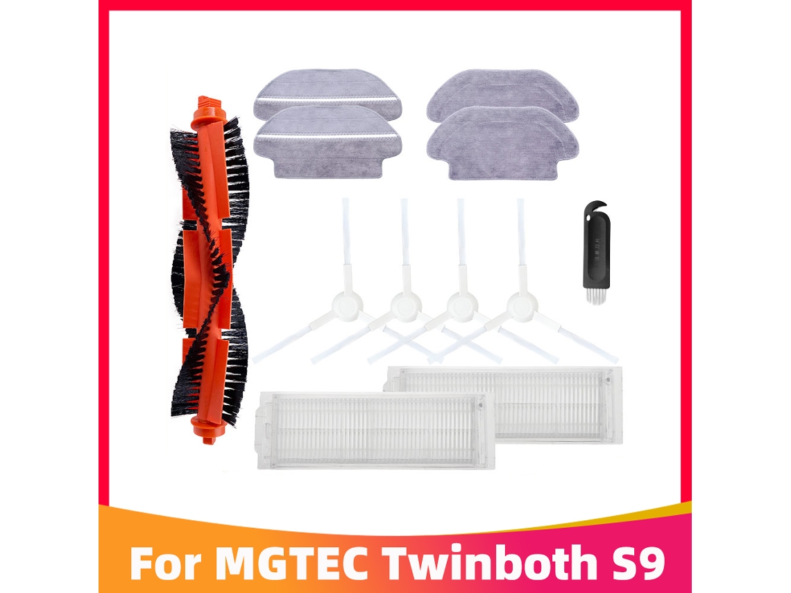 Escova lateral principal filtro hepa esfregão pano peças de reposição para mgtec twinboth s9 (s9) acessórios para aspirador de pó robô