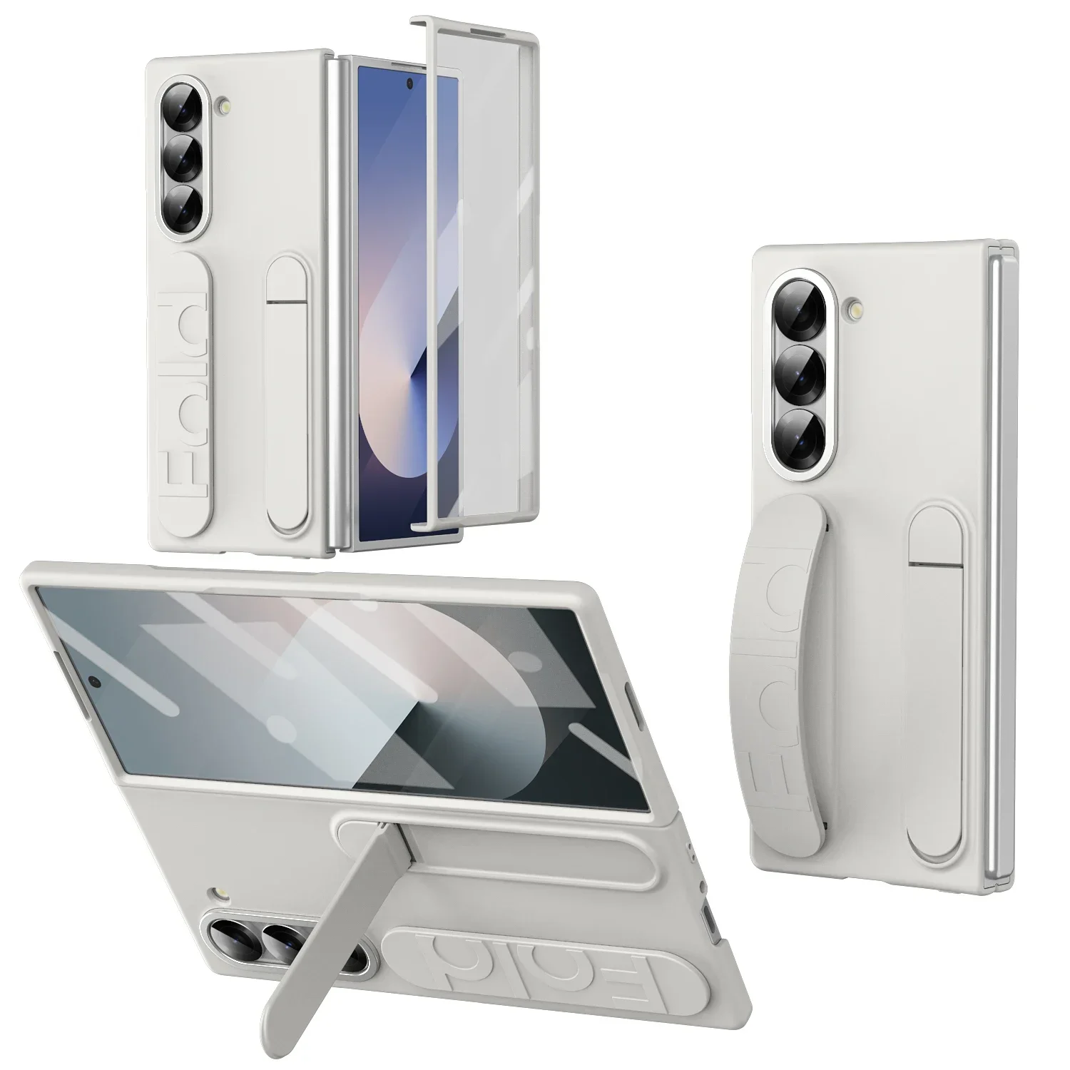(branco, Galaxy Z Fold7) Capa Premium Resistente A Arranhões Com Suporte E Capa Protetora Rígida De Silicone Antiderrapante.