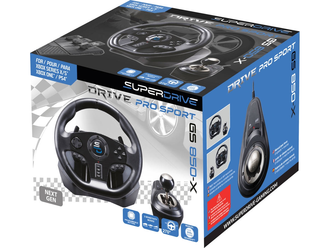 Volante + Pedais + Manete de Mudanças SUPERDRIVE GS 850-X (Multiplataforma - Preto)