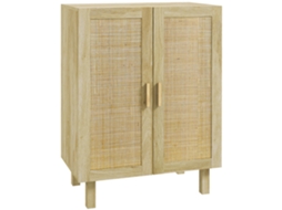 Aparador de design boémio com duas portas e 3 prateleiras de palhinha, 73x41x102cm. ZENCORE SERVICES