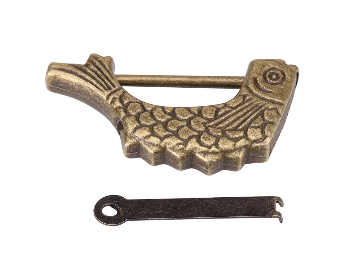Cadeado Bronze Peixe Chinês Gaveta