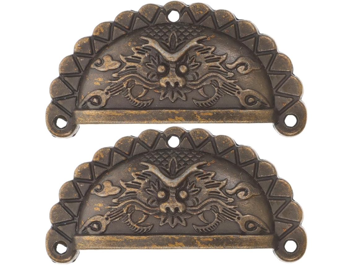 Conjunto De 2 Puxadores De Móveis Em Cobre Dourado Estilo Vintage Com Design De Cabeça De Filhote De Leão