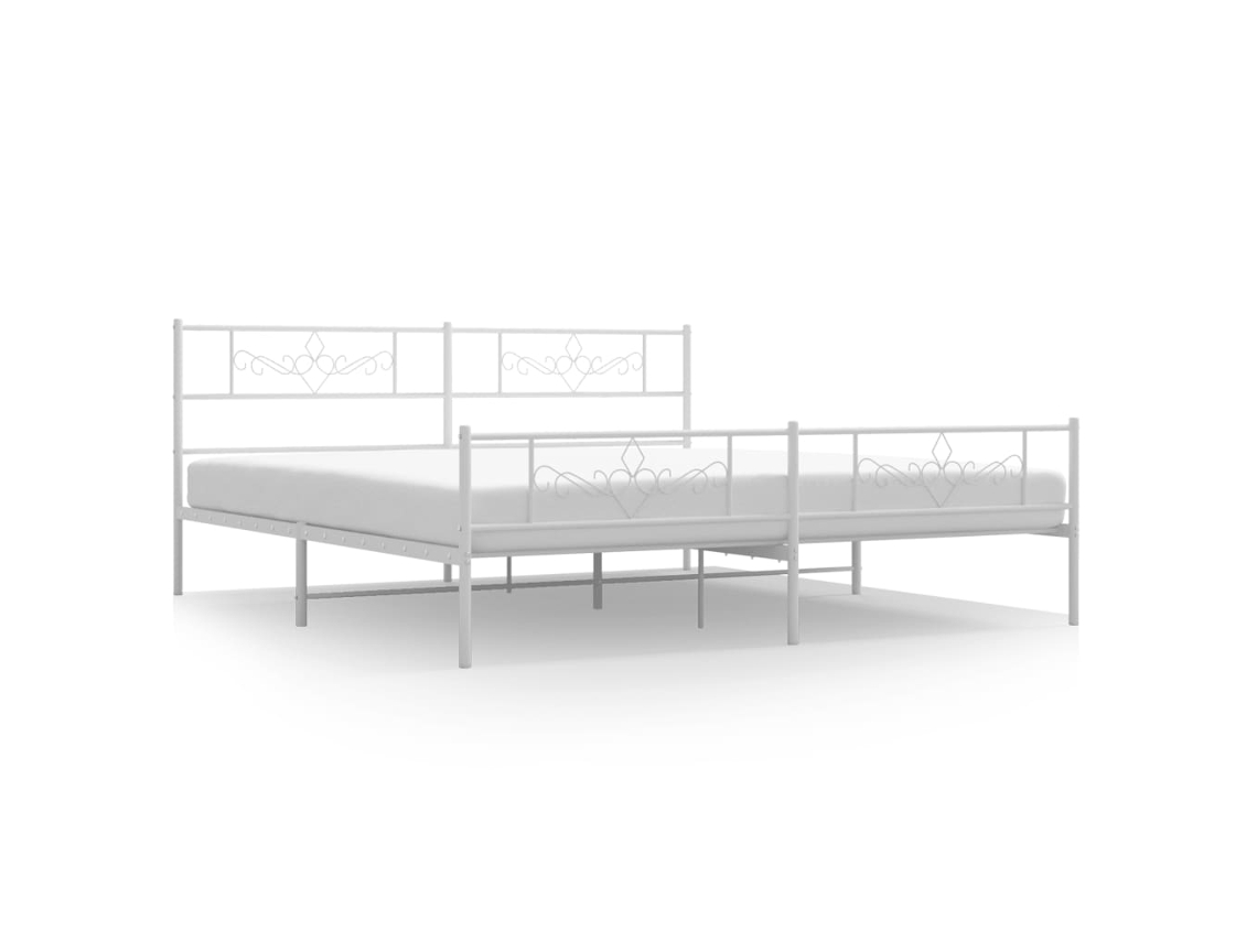 Bed Frame, Bed Frames Vidaxl Branco Aço (183 X 213 Cm)