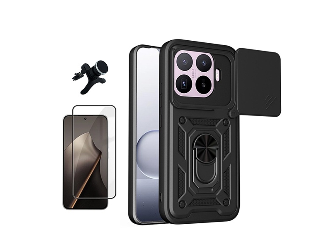 Kit Vidro Capa Magnetic Slide Window Suporte Reforçado Phonecare Para Xiaomi 17t Pro 5g - Preto