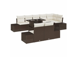 Maison Exclusive - Conjunto De Sofá De Jardim 9 Pcs Marrom E Creme Vime Pe