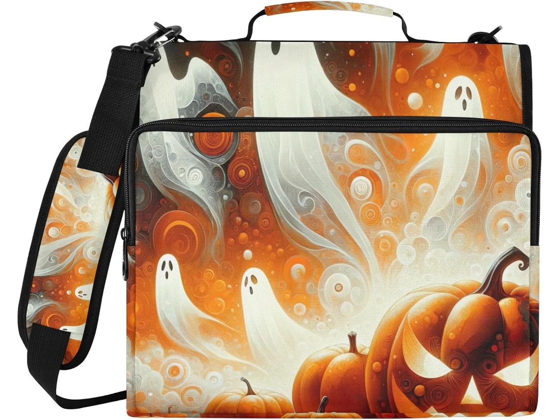 Organizador De Bolsa Halloween Specter Spooky Com 3-argolas, Em Poliéster Resistente À Água E Com Bolso Laptop