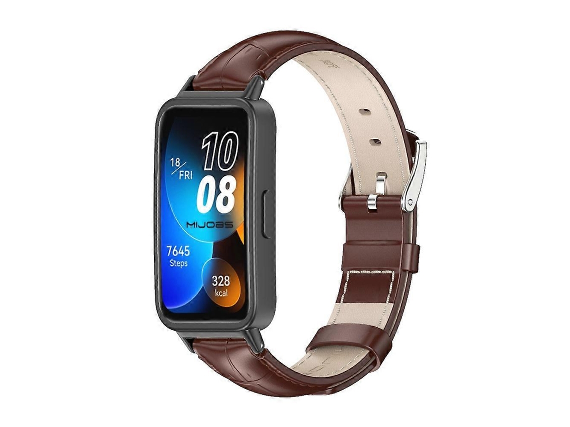Pulseira De Couro Bovino Mijobs Para Huawei Band 8 / 9 / 10