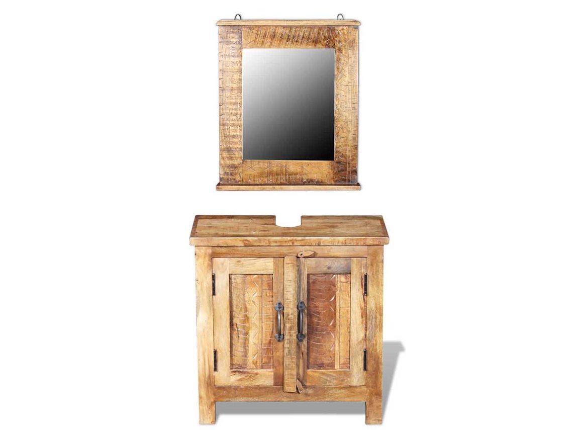 Conjunto de móveis de casa de banho VIDAXL Marrom Madeira