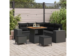 Vidaxl Conjunto De Sofá De Jardim 8 Unid. Preto Vime Pe