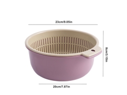 Cesta de Lava Legumes Duas Camadas S/MARCA, com drenagem rápida, 20x18x19cm, vinho
